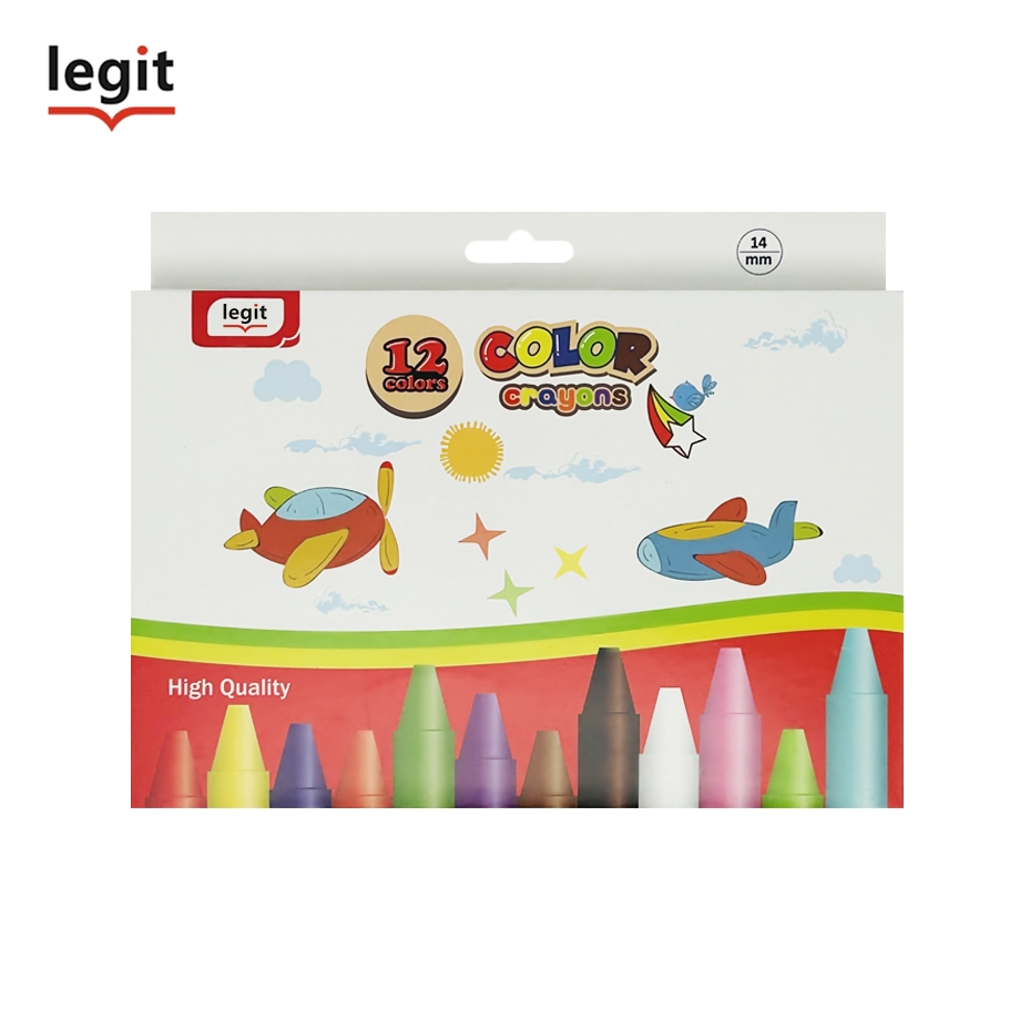 Vibrant 12-Color Wax Crayons for Kids' Creative Art Projects