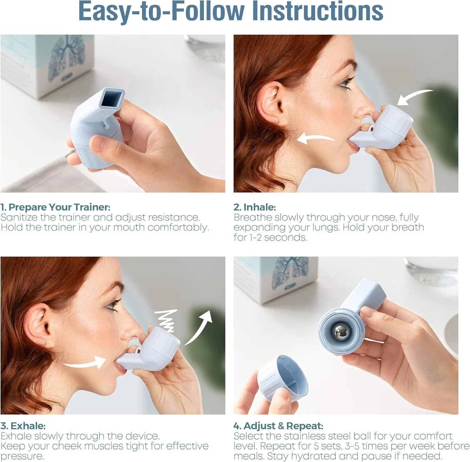 Superadjustable Airflow Resistance Training Device for Respiratory Muscle Clear Airways Breathing Physical Therapy Equipment