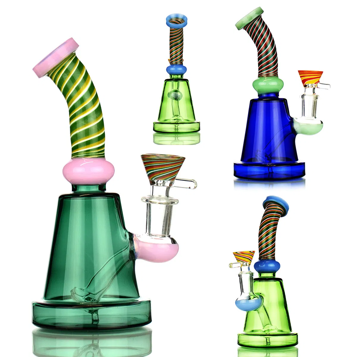 Us Color Swirl Donut Handle Bowl 14m Glass Smoking Pipe Lighter Vaporizer