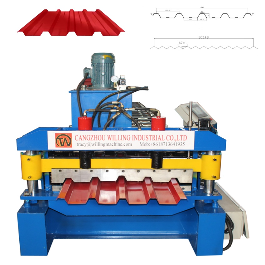 África Diseño Popular 686 Máquina Formadora de Rollos de Tejas Tipo Trapezoidal Maquinaria de Fabricación de Techos Metálicos