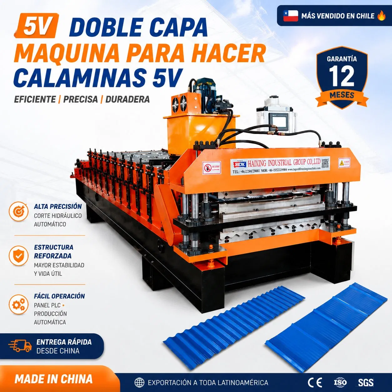 Máquina Automática de Formación en Frío de Doble Capa de Tejas Trapezoidales de Cartón Máquina para Hacer Calaminas 5V