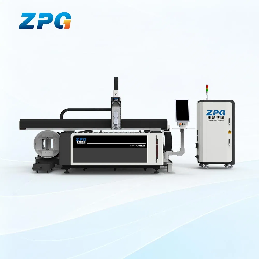 Máquina de corte integrada de láser de fibra de fábrica directa 3015at para chapa y tubo con plataforma de intercambio automático para soporte de panel solar y equipo energético