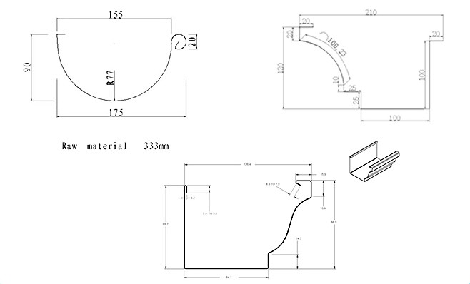 Máquina de rodillos para fabricar tejas metálicas de techo, clavos para canalones, paneles sándwich de acero para techos fríos, garantía comercial, canalón de agua de media ronda de acero