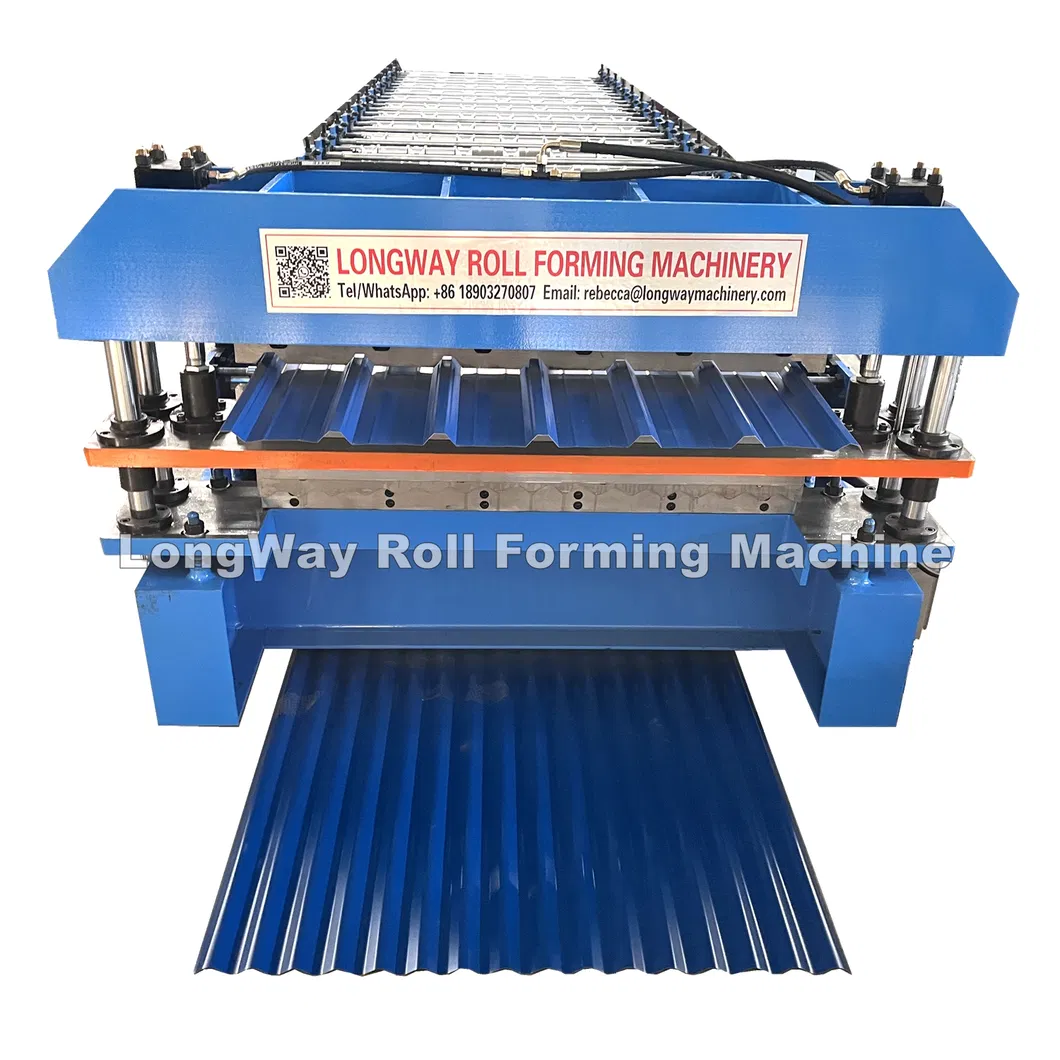 Máquina de fabricación de paneles de techo corrugados trapezoidales de acero color galvanizado de aluminio de doble capa mediante conformado en frío