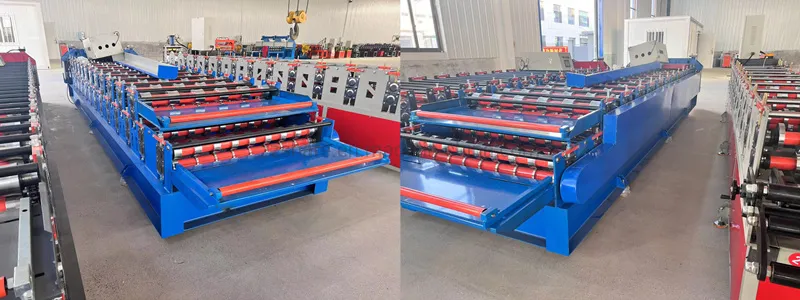Máquina de formación en frío para techos de metal con perfil de acero de doble capa, revestimiento de pared de China, teja vidriada, chapa de hierro prensada, precio de máquina de doblado de metal