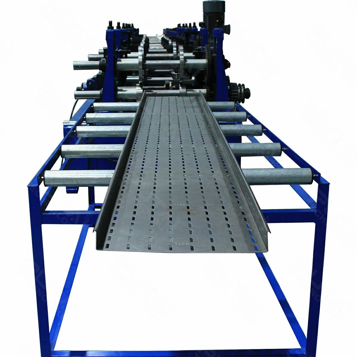 Línea de máquina de formación en frío para la fabricación de bandejas de cable de metal perforado Putai con corte hidráulico