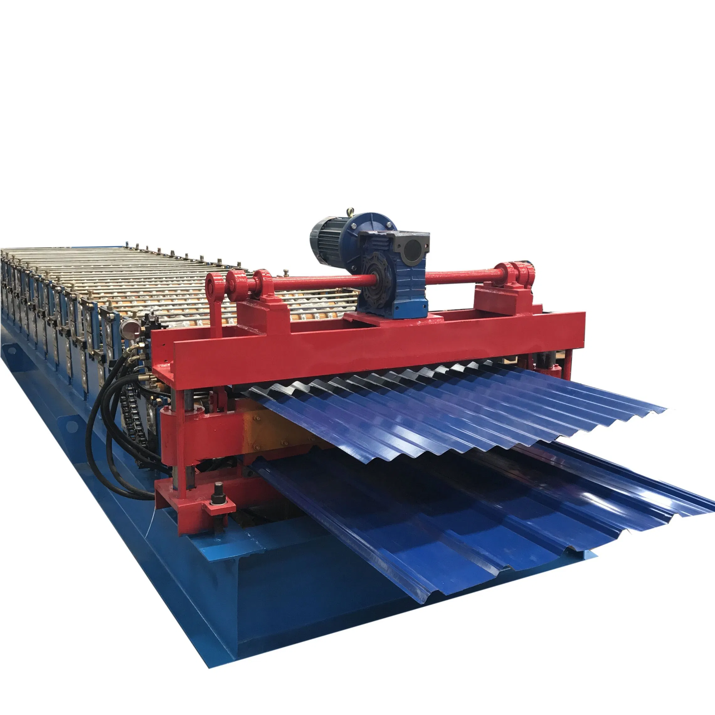 Bobinas de aluminio y galvanizado PPGI coloreadas, máquinas formadoras de rollos de láminas de techo corrugadas trapezoidales de dos perfiles en doble capa