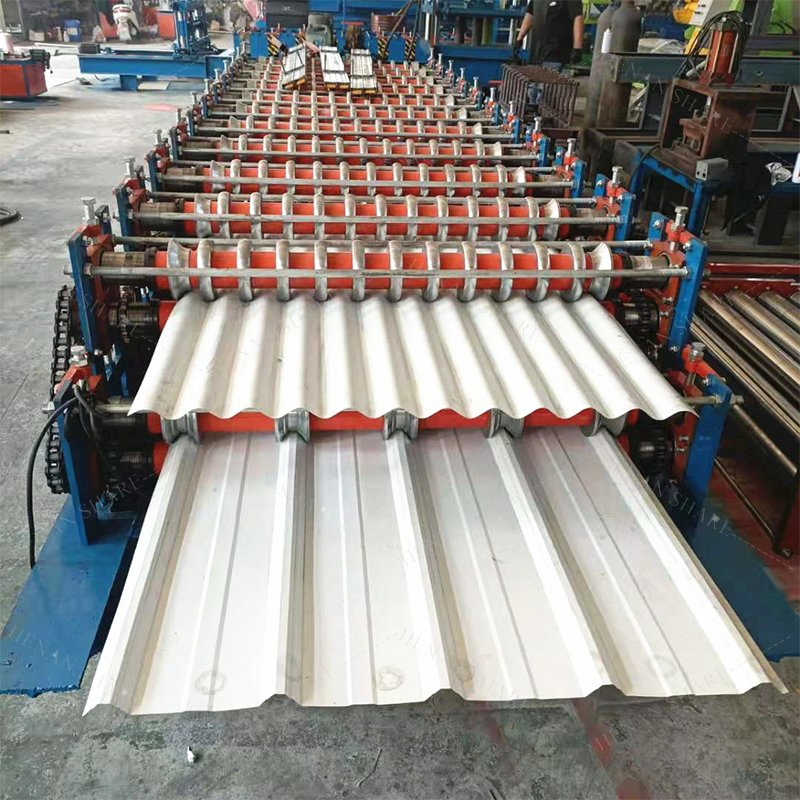 Máquina de formación en frío para techos de metal con perfil de acero de doble capa, revestimiento de pared de China, teja vidriada, chapa de hierro prensada, precio de máquina de doblado de metal