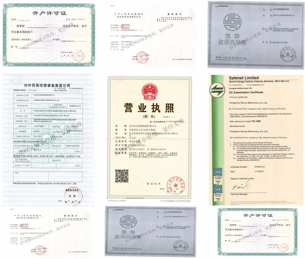 Certificaciones de la máquina formadora