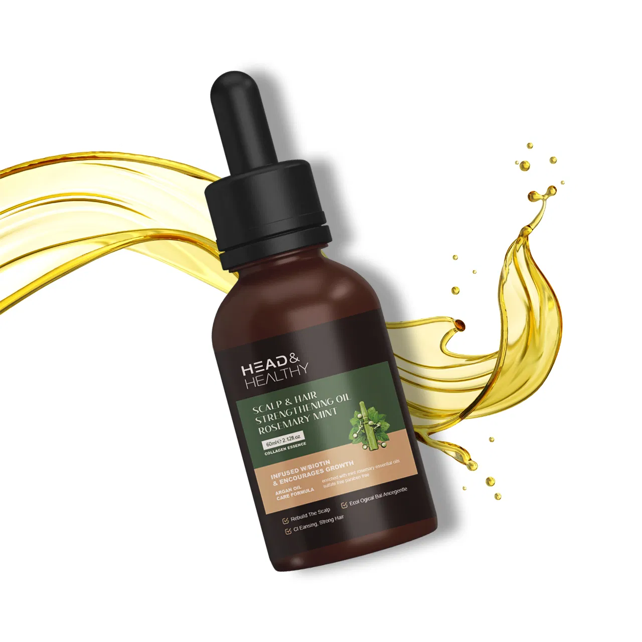50ml Organic Honey-Rosemary Mint Scalp Oil: Refreshing, Daily &amp; PRO Care