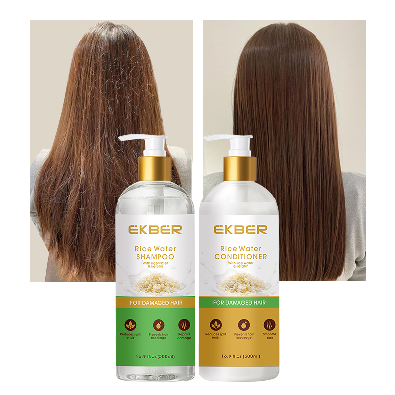 Rice Water Shampoo and Conditioner Private Label 100% Natural Organic Strength &amp; Growth Hair Treatment Hair Care