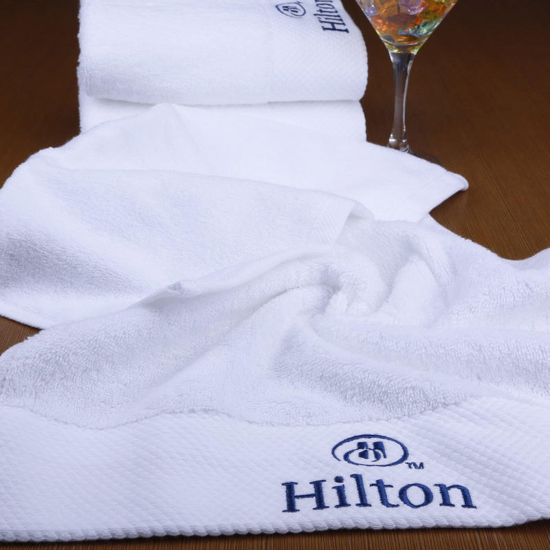 High Quality Custom Logo Embroidered White Super Absorbent 100% Cotton Home Hand Face Bath SPA Hotel Towel