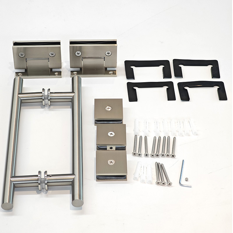 Modern Chrome Polished Fitting Factory Frameless Sliding Hardware Wholesale Brass Brushed Nickel Shower Room Glass Door Bathroom Accessories Hinge Combo