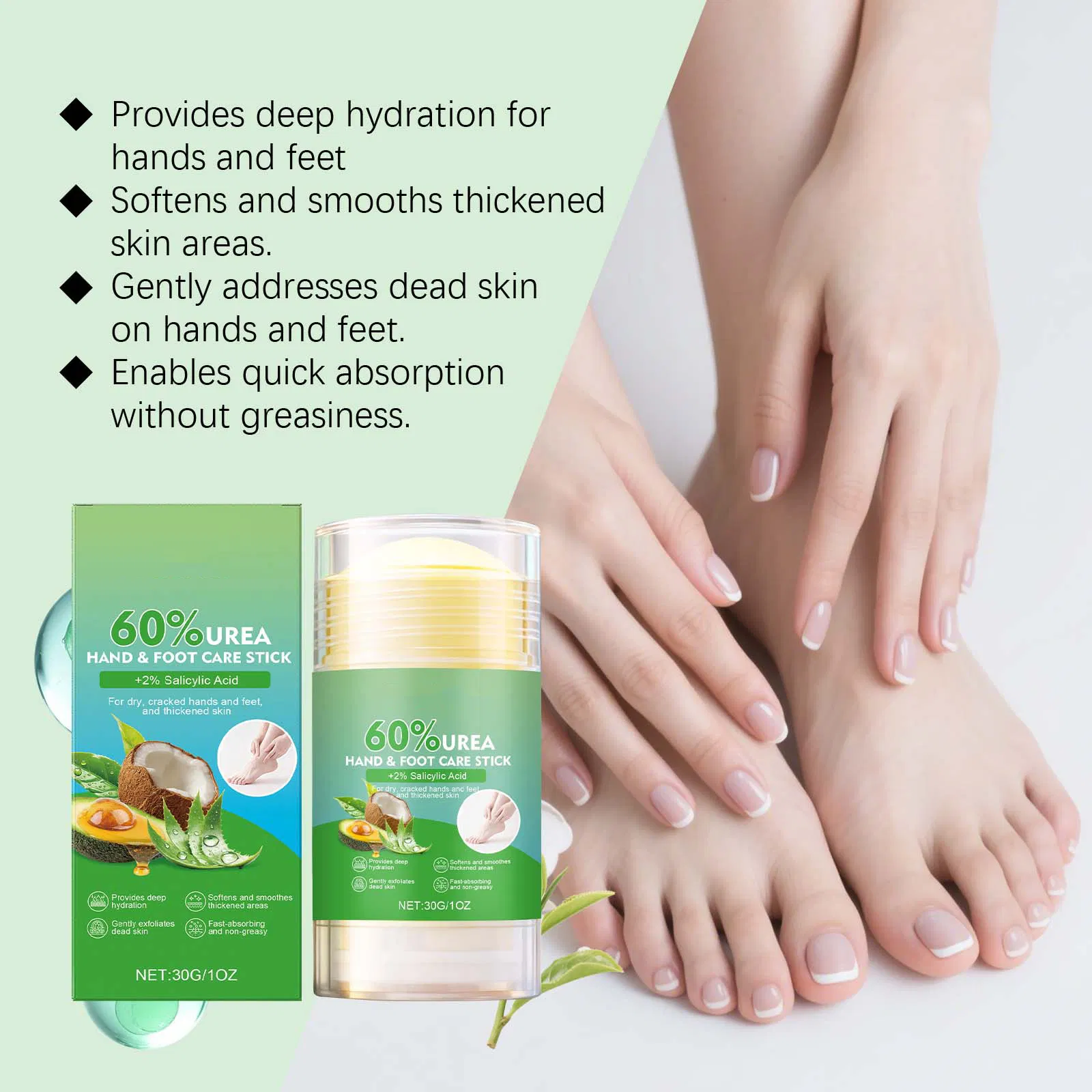 Herbal Hand and Foot Care Cream Stick Nourishing Smoothing Urea 60% Food and Hand Care Balm Stick