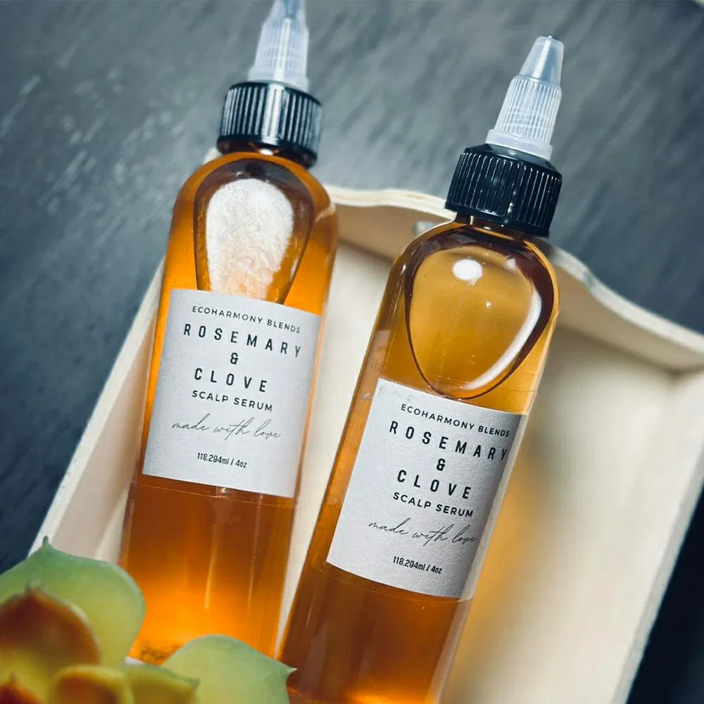 Private Label Homemade Herbal Vegan Olive Jojoba Castor Rosemary Avocado and Peppermint Hair Growth Oil for Men