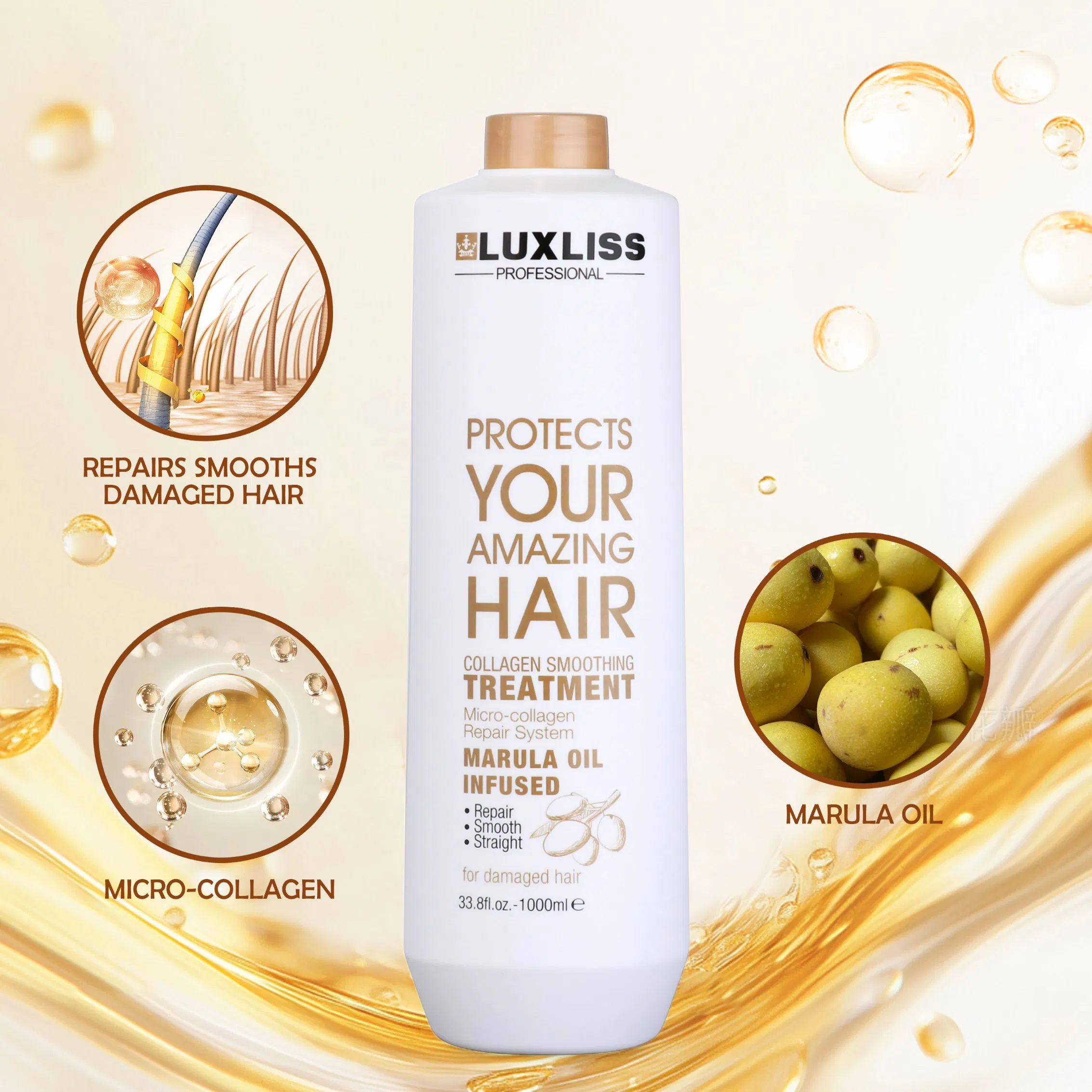 Luxliss Marula Oil Repair Damaged Hair Smoothing Cream Straight Collagen Hair Treatment
