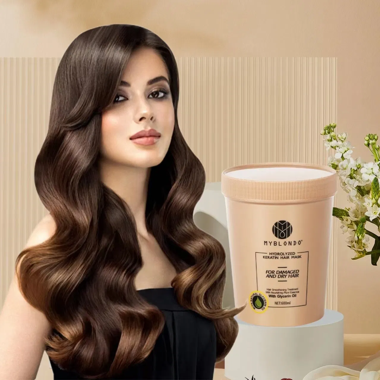 Myblondo Hair Essence Collagen Hair Mask Smoothing Deep Moisturizing Keratin Repair Damage Hair Treatment 600ml