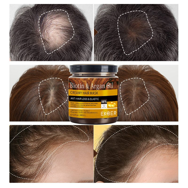 New Arrival Ekber Long Straight Biotin Argan Oil Keratin Repair Hair Care Mask Dry Hair Shiny Silky Treatment Daily