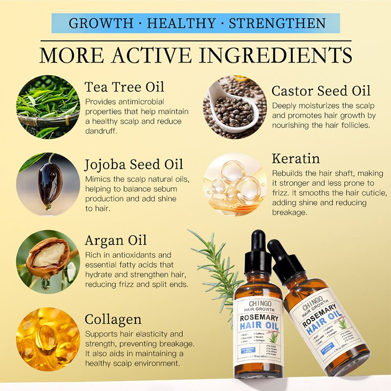 Organic Nourishing Rosemary Hair Oil for Scalp Repair Hair Loss Reduction Growth