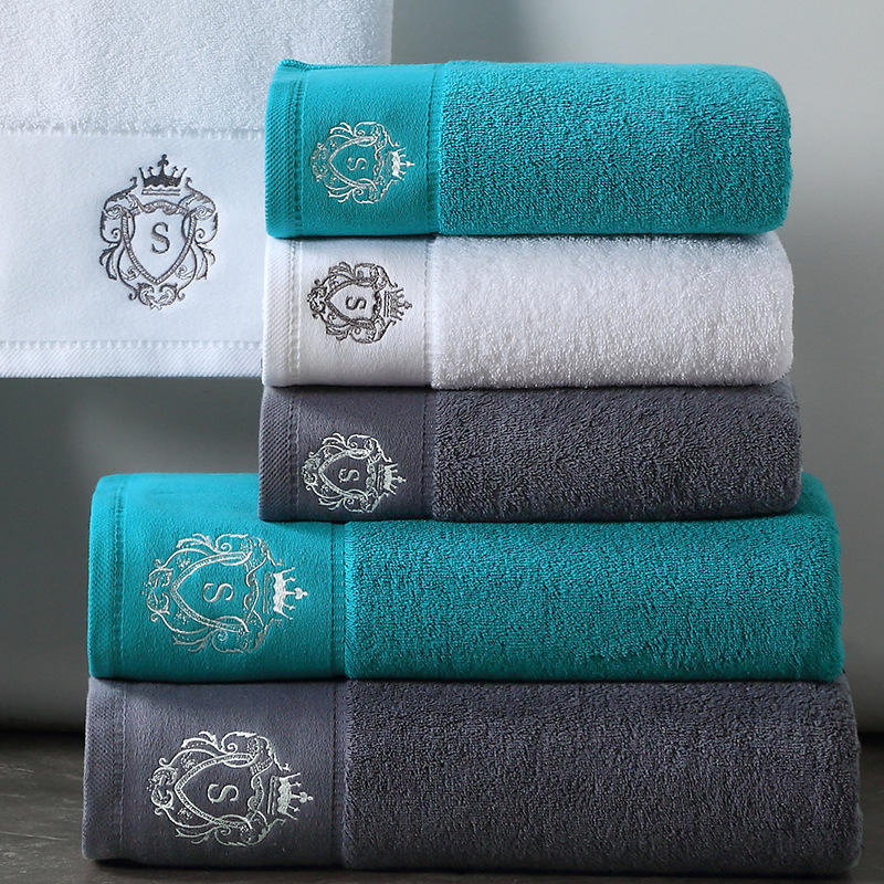Luxury Embroidered Logo Quick Dry Premium Cotton Towel Set Home Hotel Bath Hand Face SPA Gift Towel for Promotion