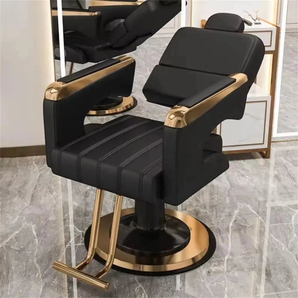 Classic Style Golden Hairdressing Barber Shop Hair Styling Chair Salon Reclining Barber Chair for Sale