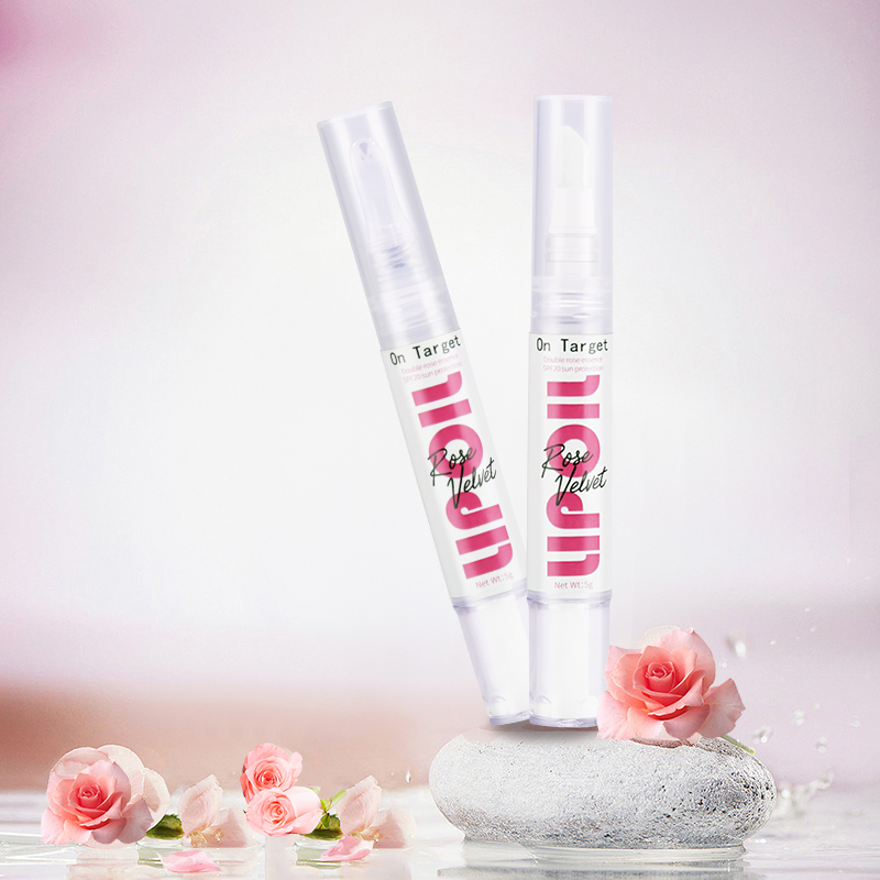 Organic Rose Essential Oil Lip Gel Pen Nourishing Hydration Prevents Cracks &amp; Dry Lines Moisturizing Lip Care