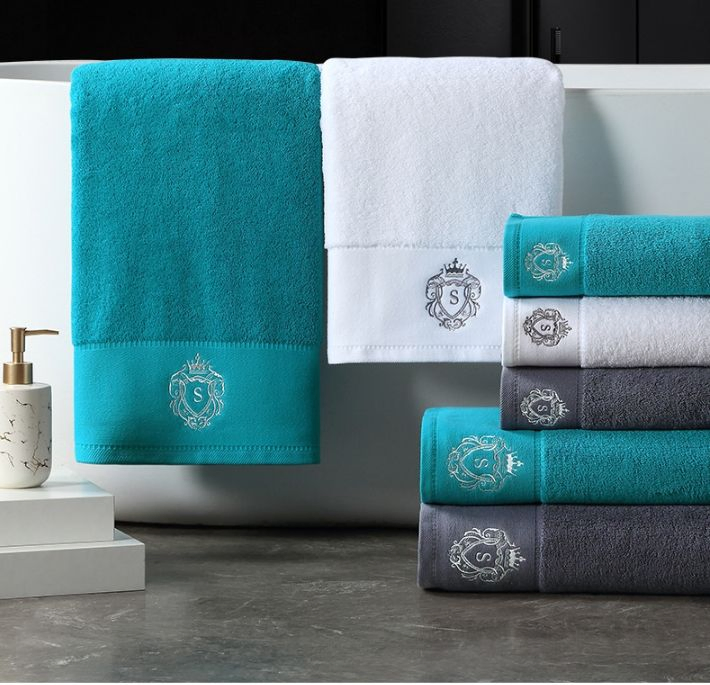 Luxury Embroidered Logo Quick Dry Premium Cotton Towel Set Home Hotel Bath Hand Face SPA Gift Towel for Promotion