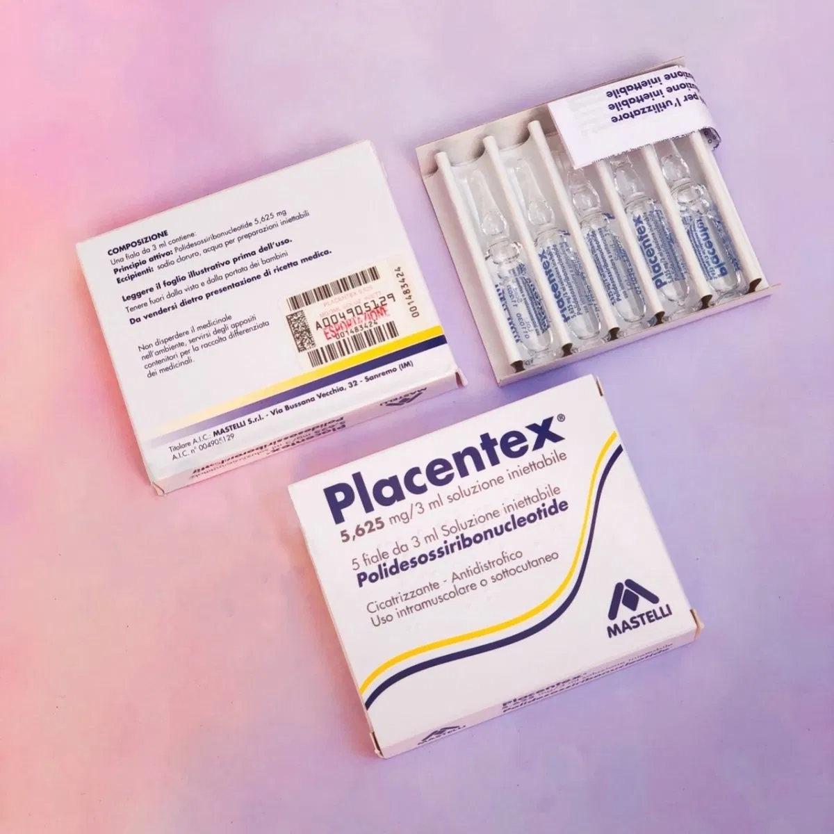 Italy Origin Placentex Injection 3ml * 5 Vials Excellent Preventive Treatment to Delay Aging 5, 625mg/3ml (PDRN) Filler Skin Care Stemcells Mesotherapy