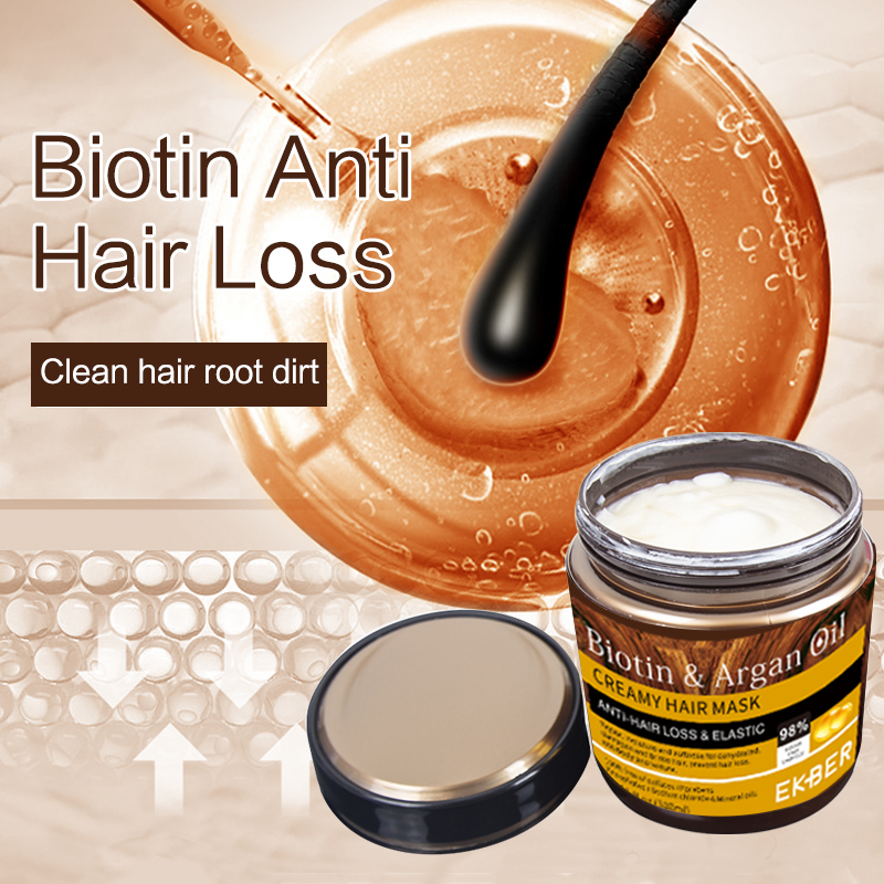 New Arrival Ekber Long Straight Biotin Argan Oil Keratin Repair Hair Care Mask Dry Hair Shiny Silky Treatment Daily