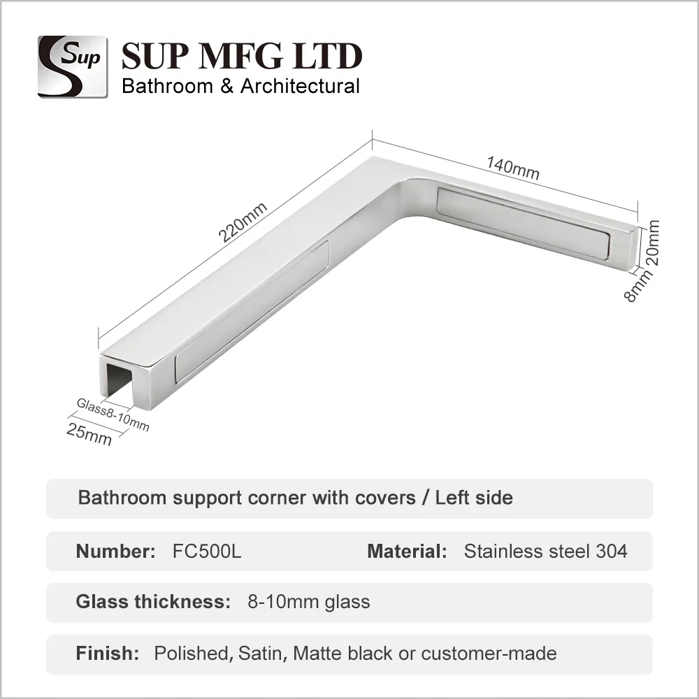 90 Degree Stainless Steel 304 Frameless Support Corner Shower Door Accessories