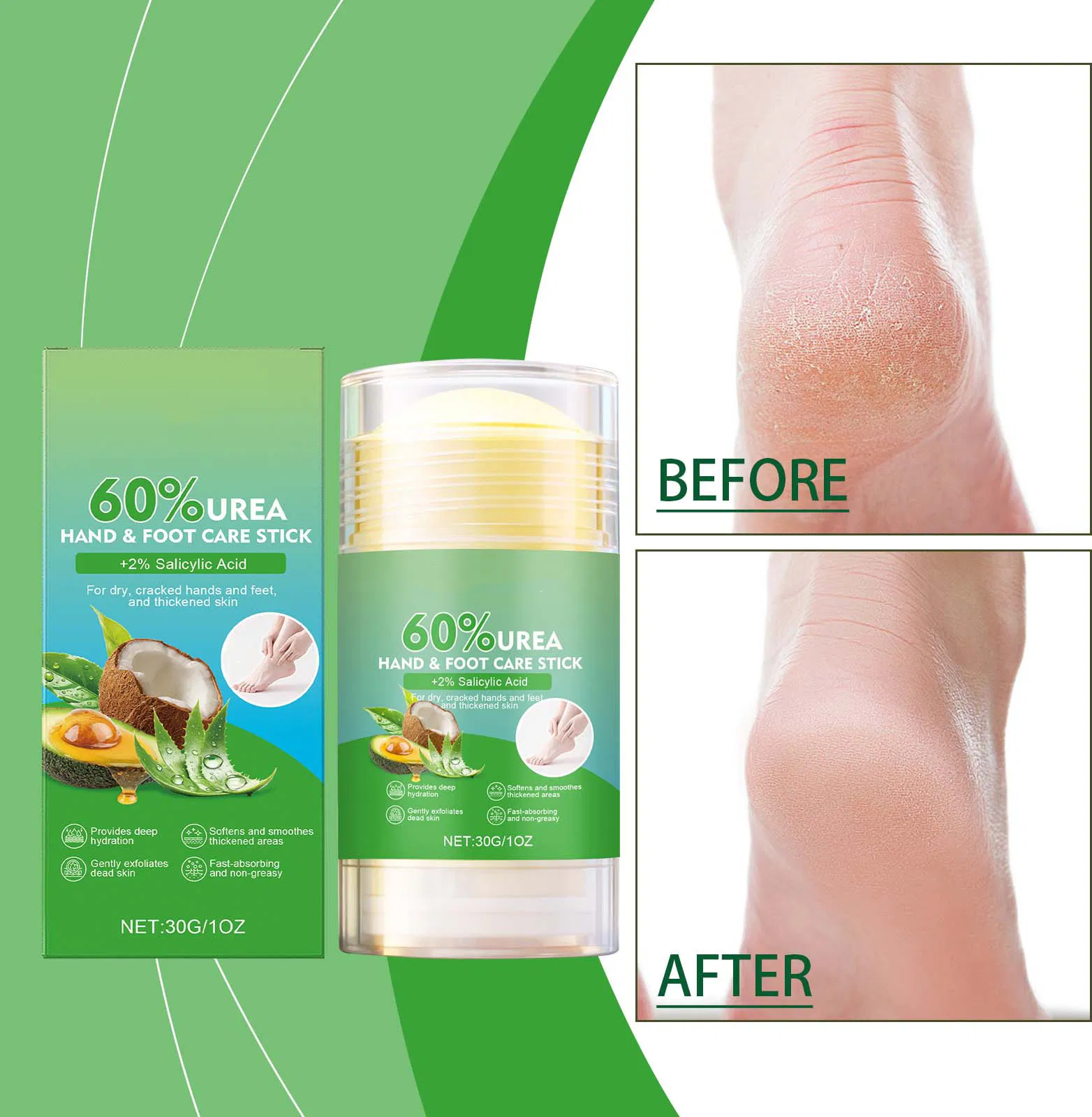 Foot Balm Stick Deep Moisturizes Nourishing Exfoliates Callus Remover Foot Cream for Cracked Heel Repair Foot and Hand Care Stick
