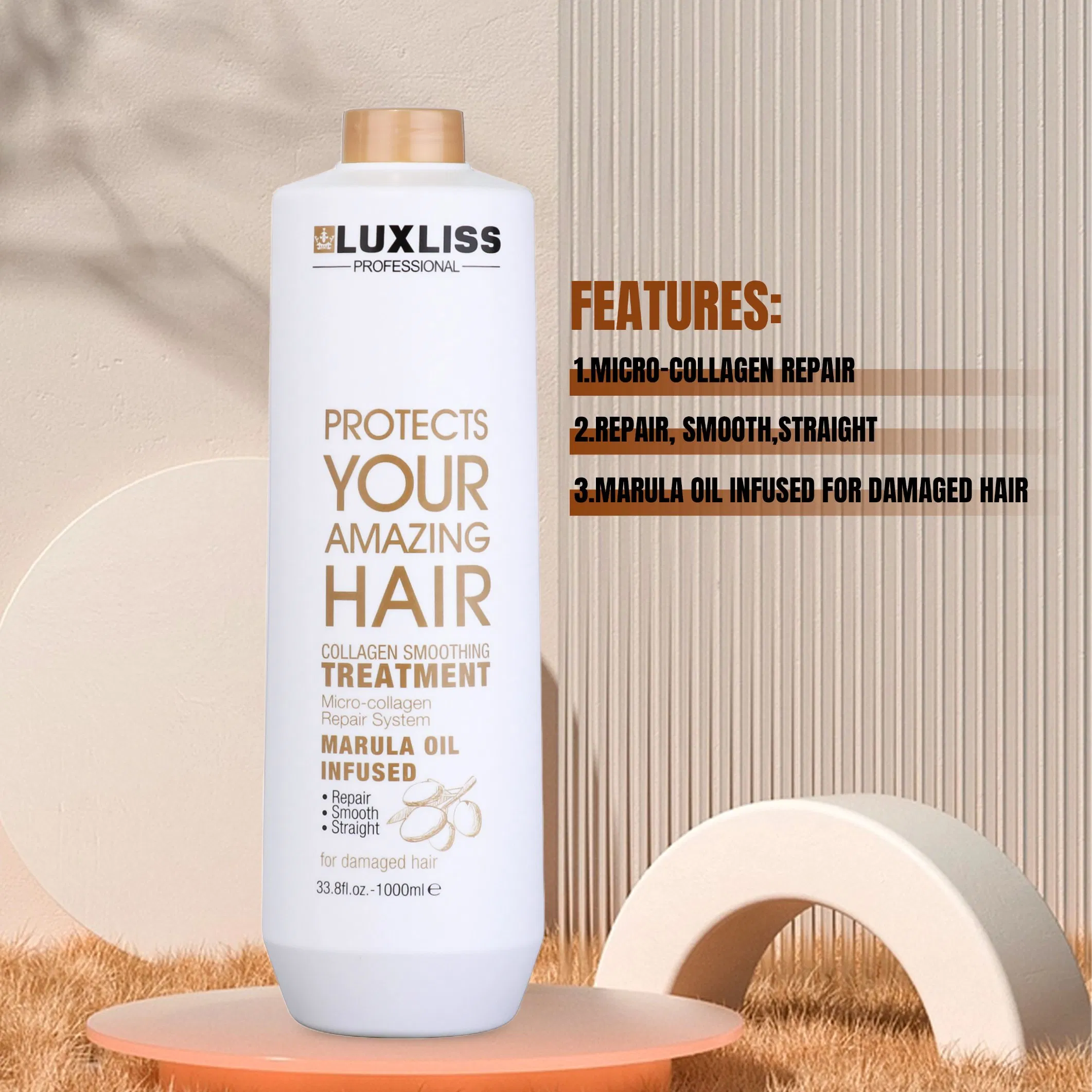 Luxliss Marula Oil Repair Damaged Hair Smoothing Cream Straight Collagen Hair Treatment