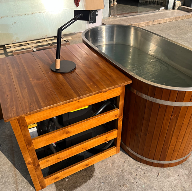 Hot Selling Luxury Hot Bath SPA Thermowood /Cedar Wooden Barrel Cold Plunge Ice Bath Tub with 1HP/2HP Chiller and Heater