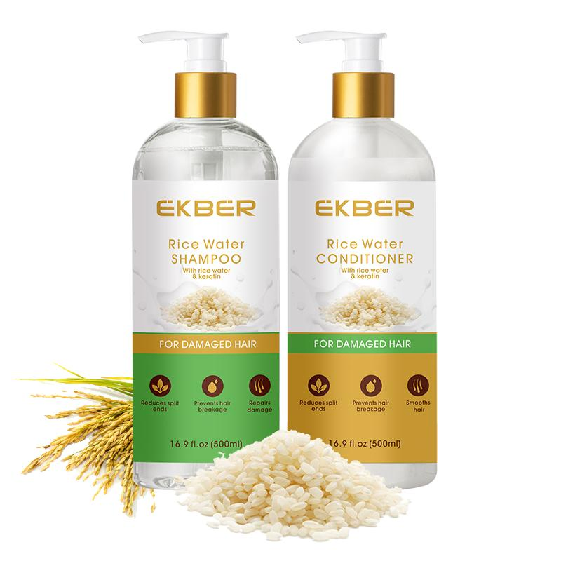 Rice Water Shampoo and Conditioner Private Label 100% Natural Organic Strength &amp; Growth Hair Treatment Hair Care