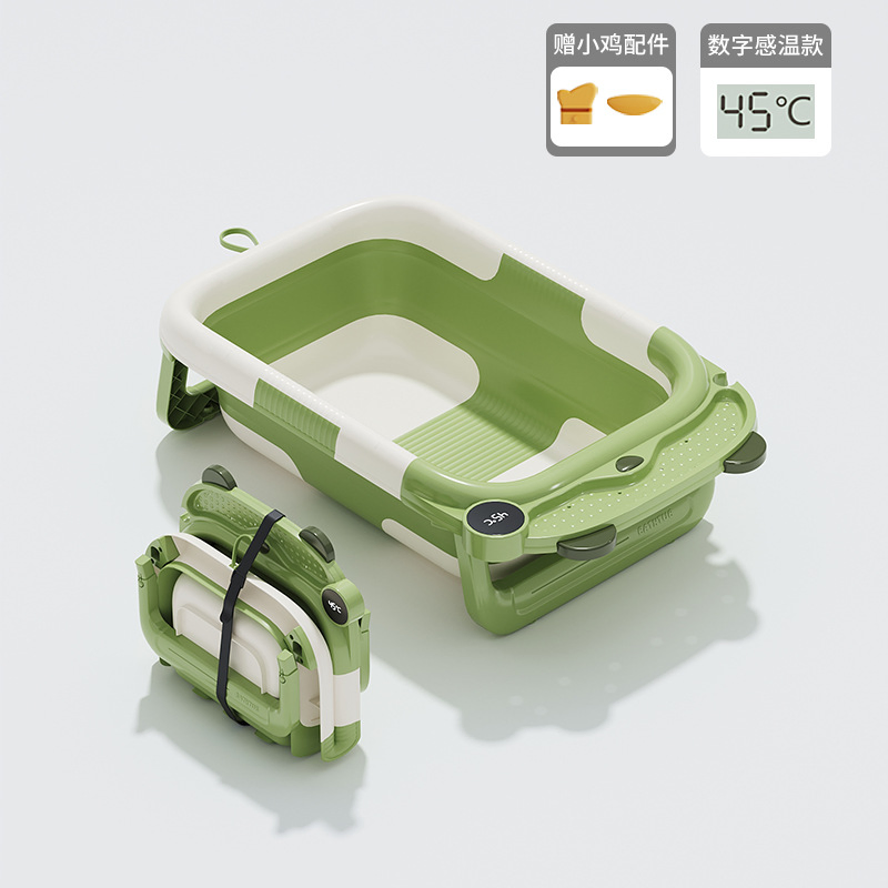 Baby Essentials for Newborn Baby Bathtub with Non-Slip Support Cushion Travel Portable Collapsible Baby Bath for Newborns