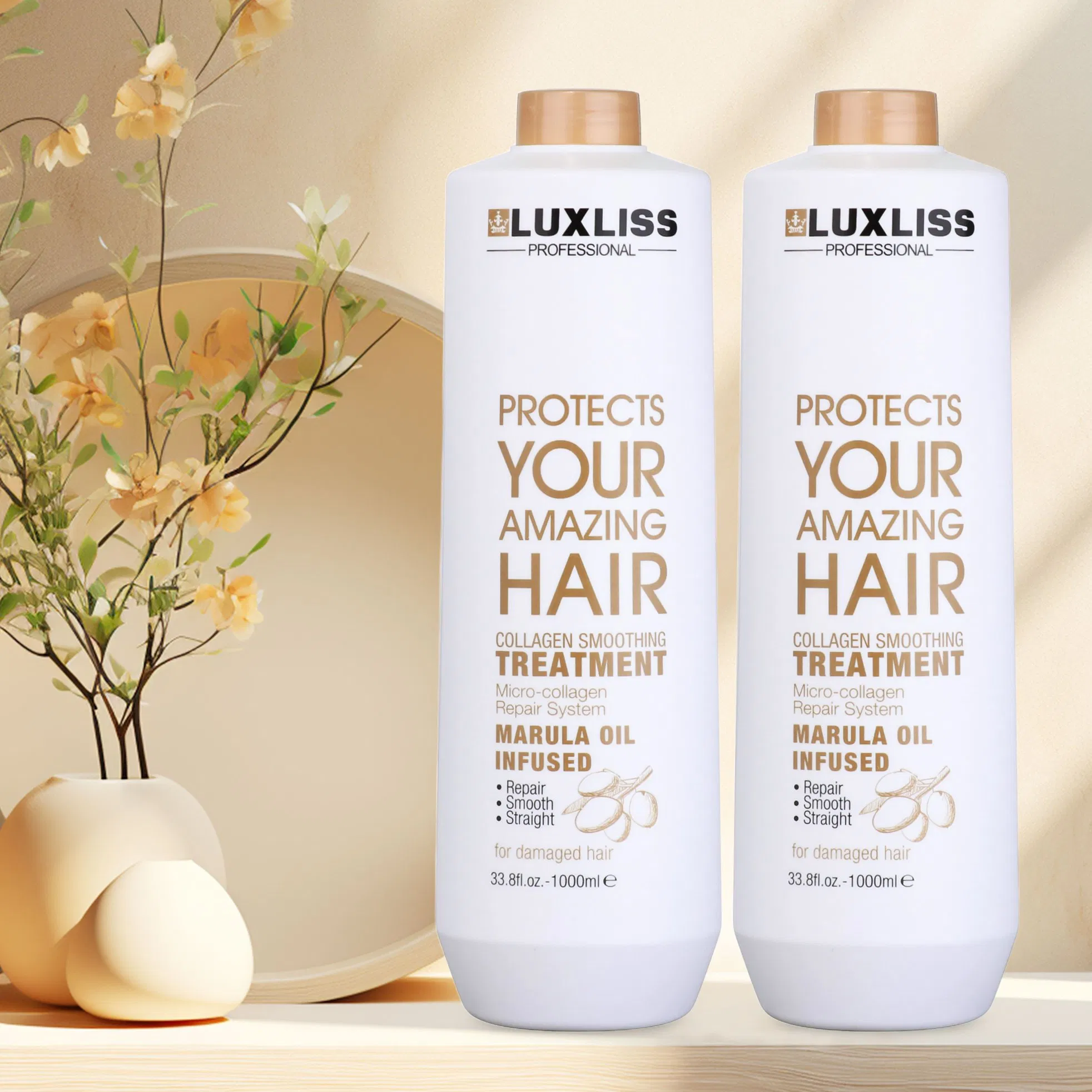 Luxliss Marula Oil Repair Damaged Hair Smoothing Cream Straight Collagen Hair Treatment