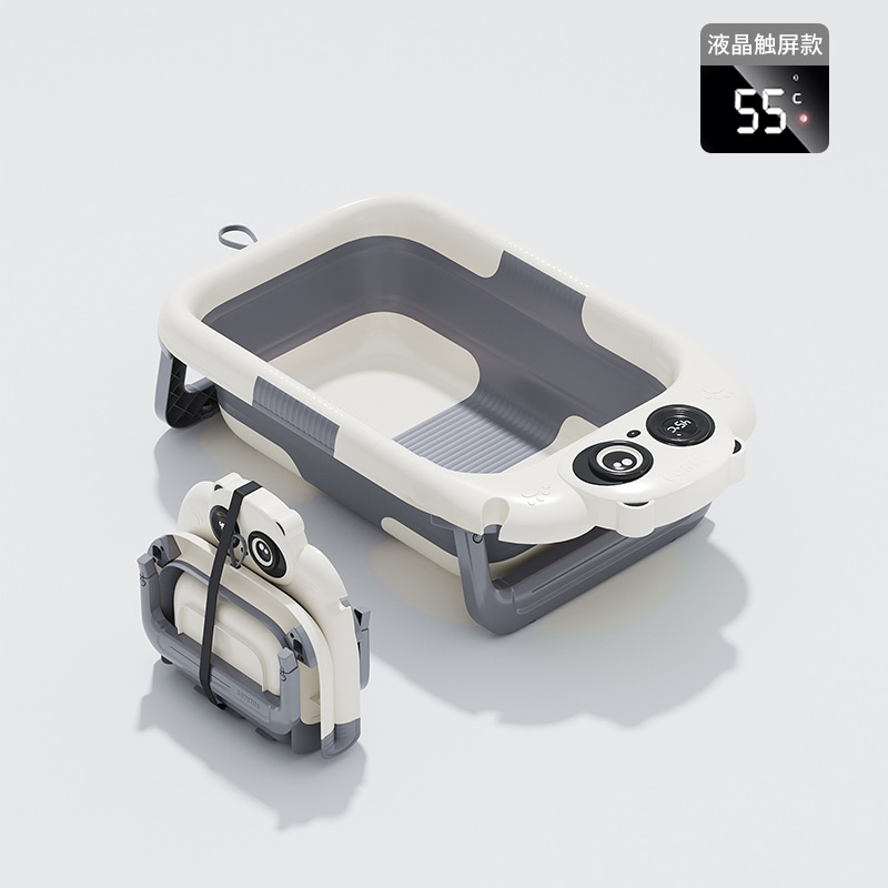 Baby Essentials for Newborn Baby Bathtub with Non-Slip Support Cushion Travel Portable Collapsible Baby Bath for Newborns