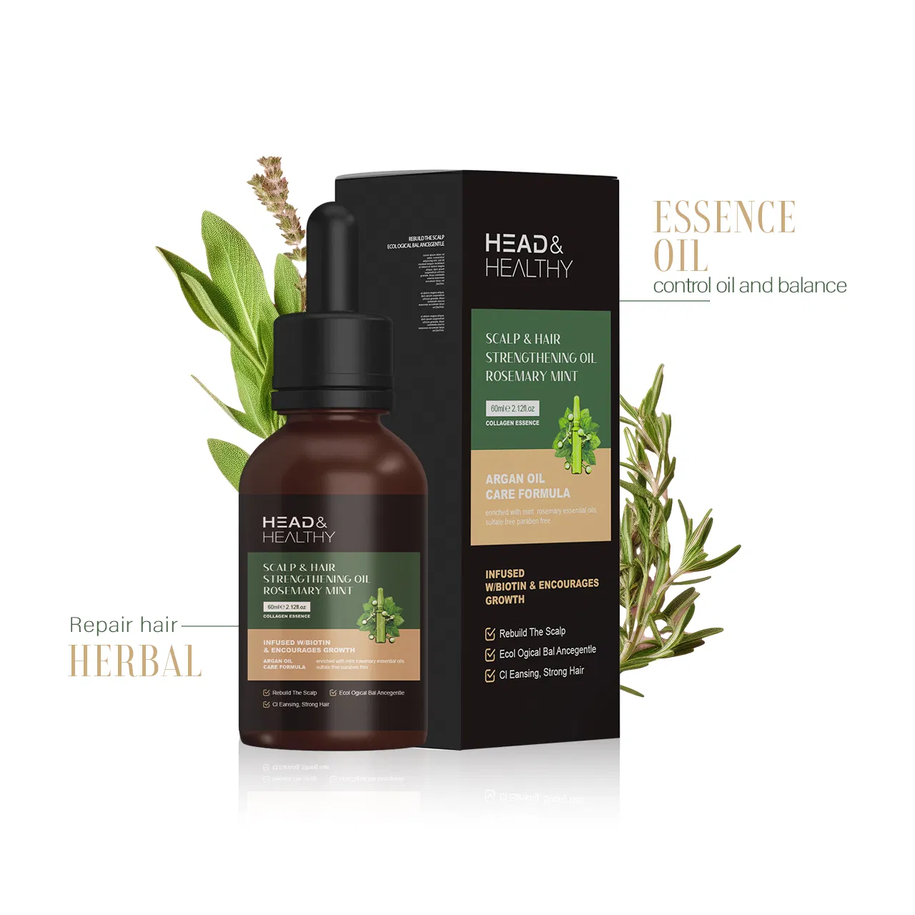 50ml Organic Honey-Rosemary Mint Scalp Oil: Refreshing, Daily &amp; PRO Care