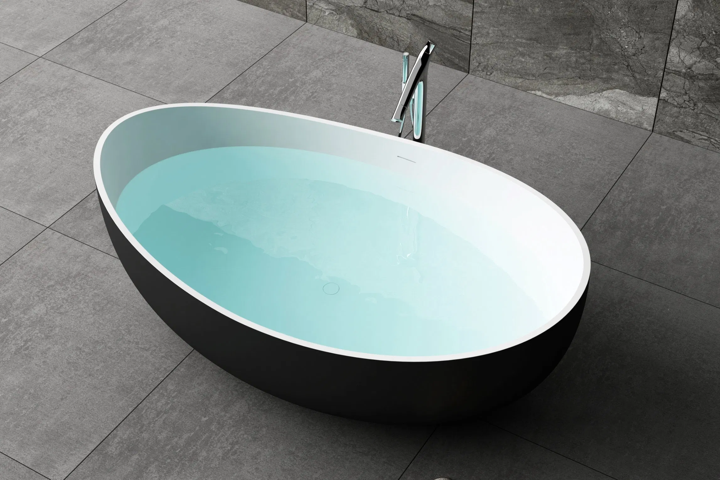 Factory OEM Solid Surface Bathroom Soaking Bathtub Artificial Stone SPA Resin Freestanding Matte White Bath Tub