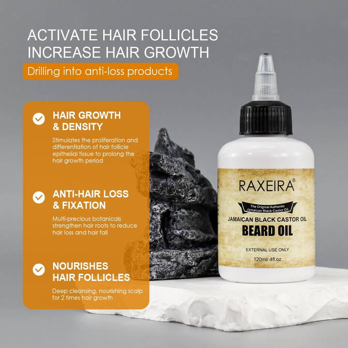 Natural Hair Growth Customized Men Hair Styling Organic 100% Beard Growth Oil