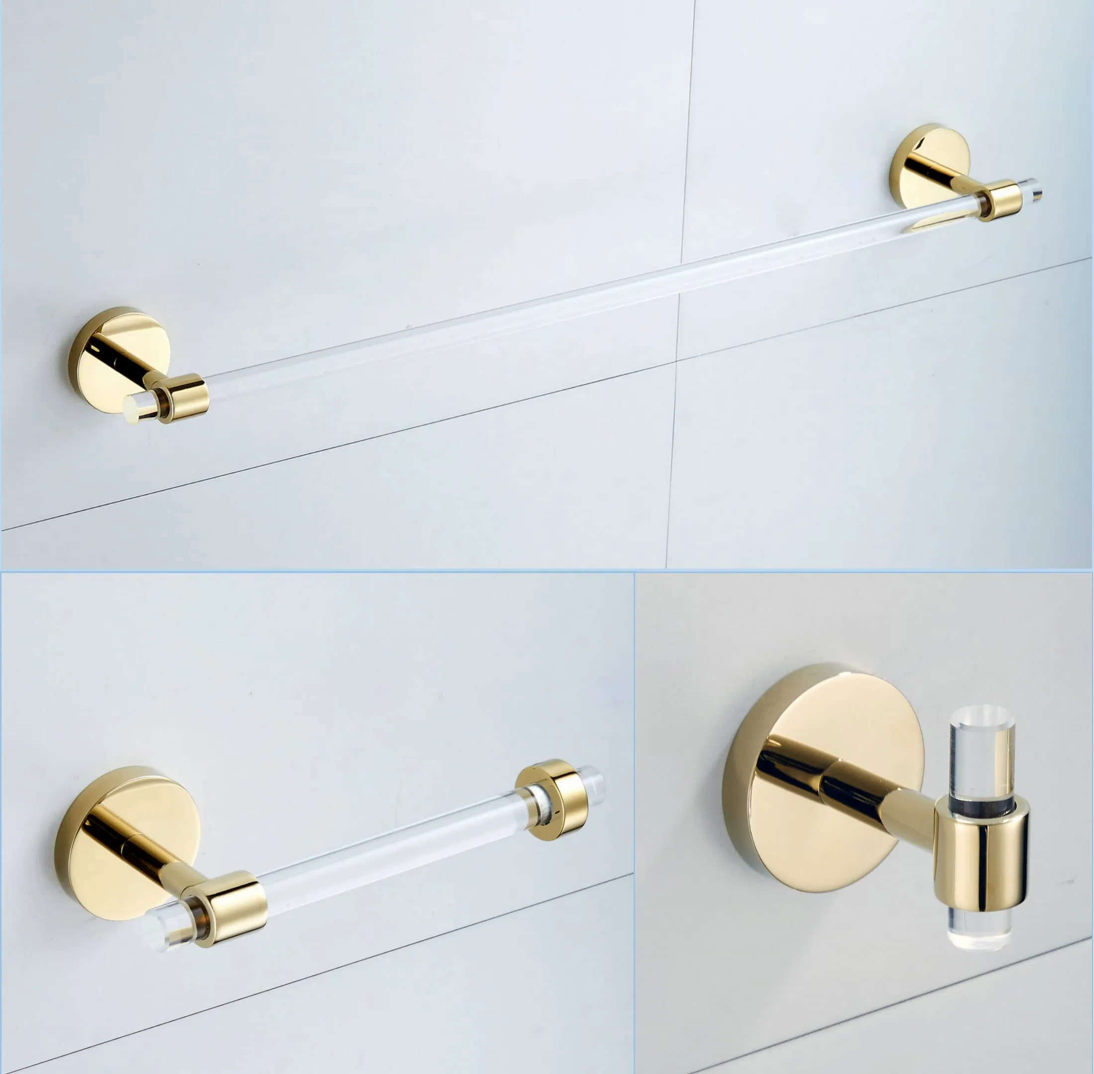 Luxury Bath Decor Shower Toilet Accessories Set Hotel Acrylic Bathroom Accessories