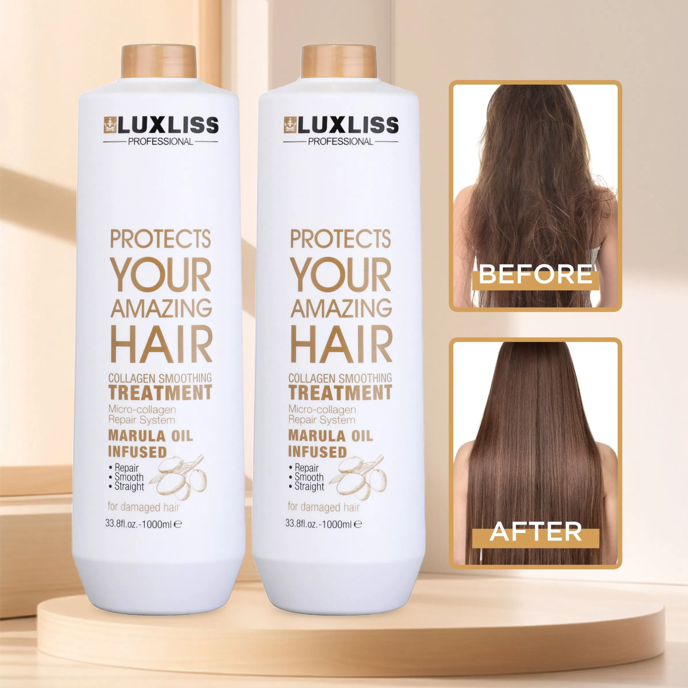 Luxliss Marula Oil Repair Damaged Hair Smoothing Cream Straight Collagen Hair Treatment