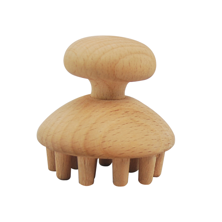 Herramienta de masaje de cuero cabelludo de terapia de acupuntos de madera para masaje corporal de mano
