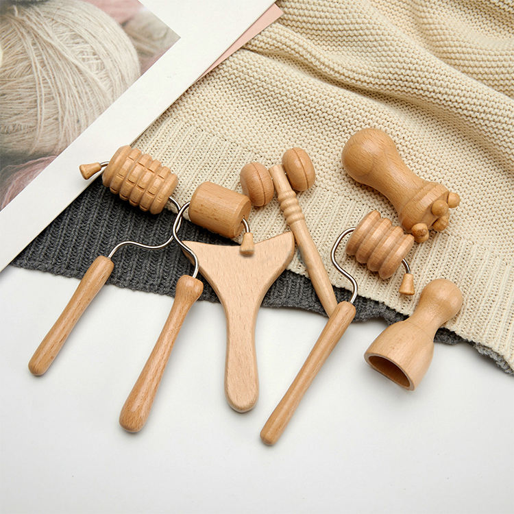 8 Conjunto de Herramientas de Madera Natural Hechas a Mano para la Cara, Herramientas de Masaje de Madera para el Cuerpo, Drenaje Linfático, Mini Terapia de Madera, Masajeador Facial de Madera