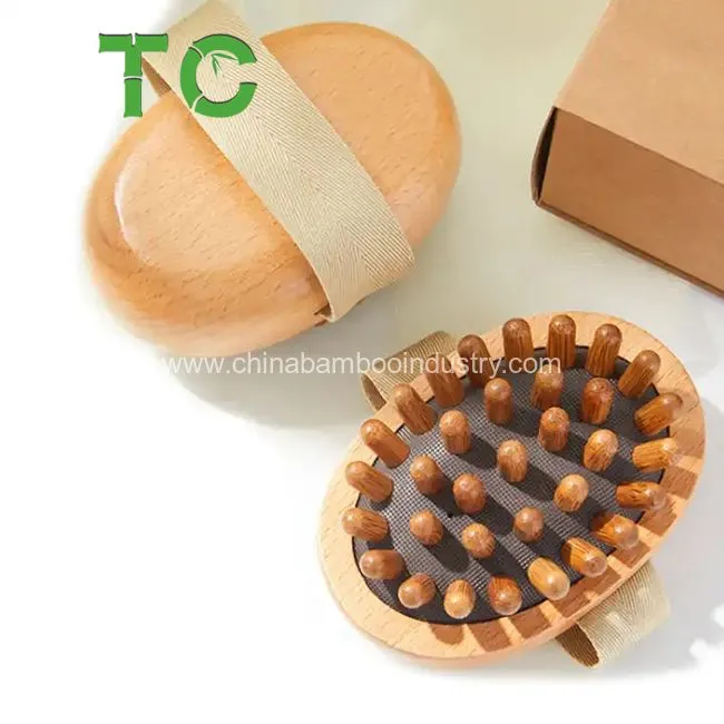 Cepillo de masaje de mano de madera para el cuerpo, cepillo anti-celulitis, masajista con cojín de aire