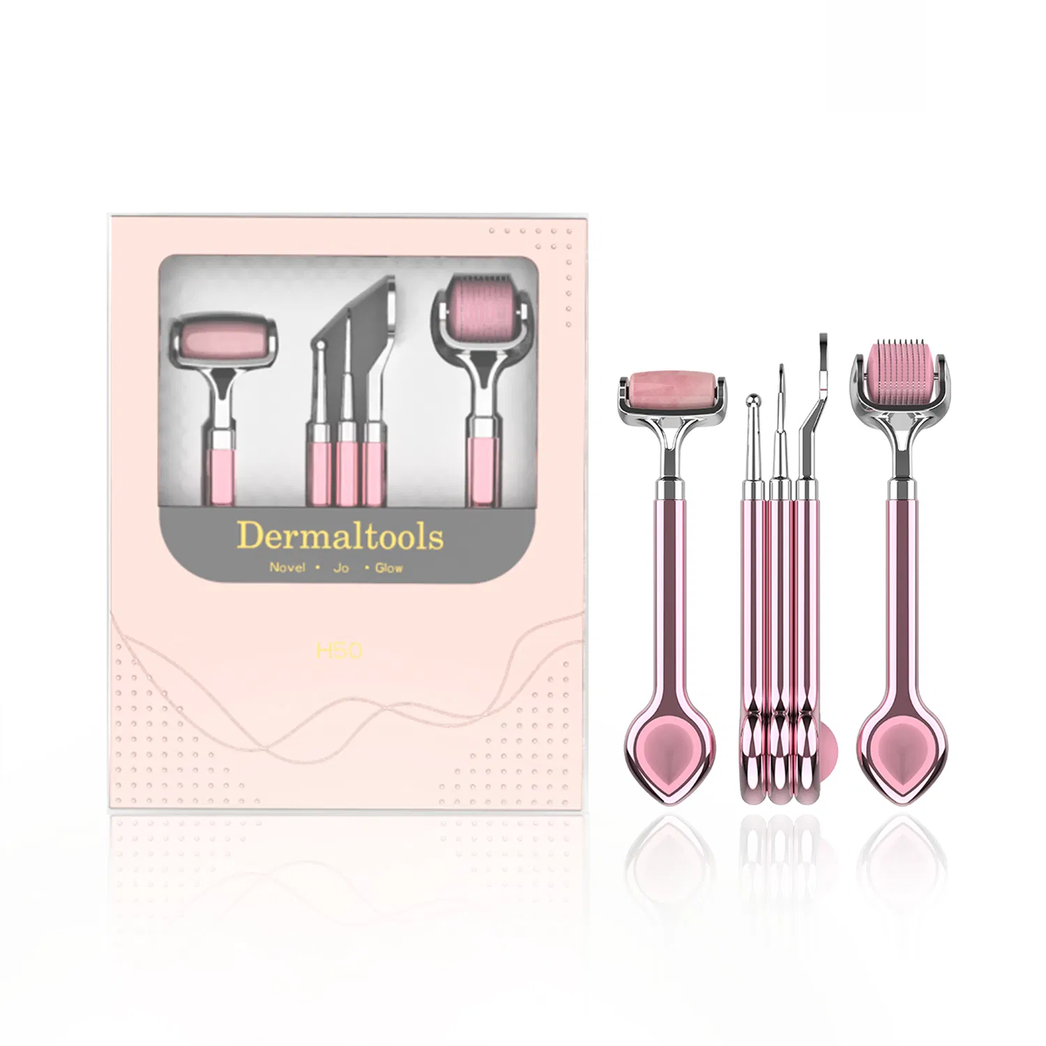 Dúo de Gua Sha y Microdermoabrasión: Pulidor de Diamante, Cuchara para Ojos, Varita de Acupresión para una Piel Radiante
