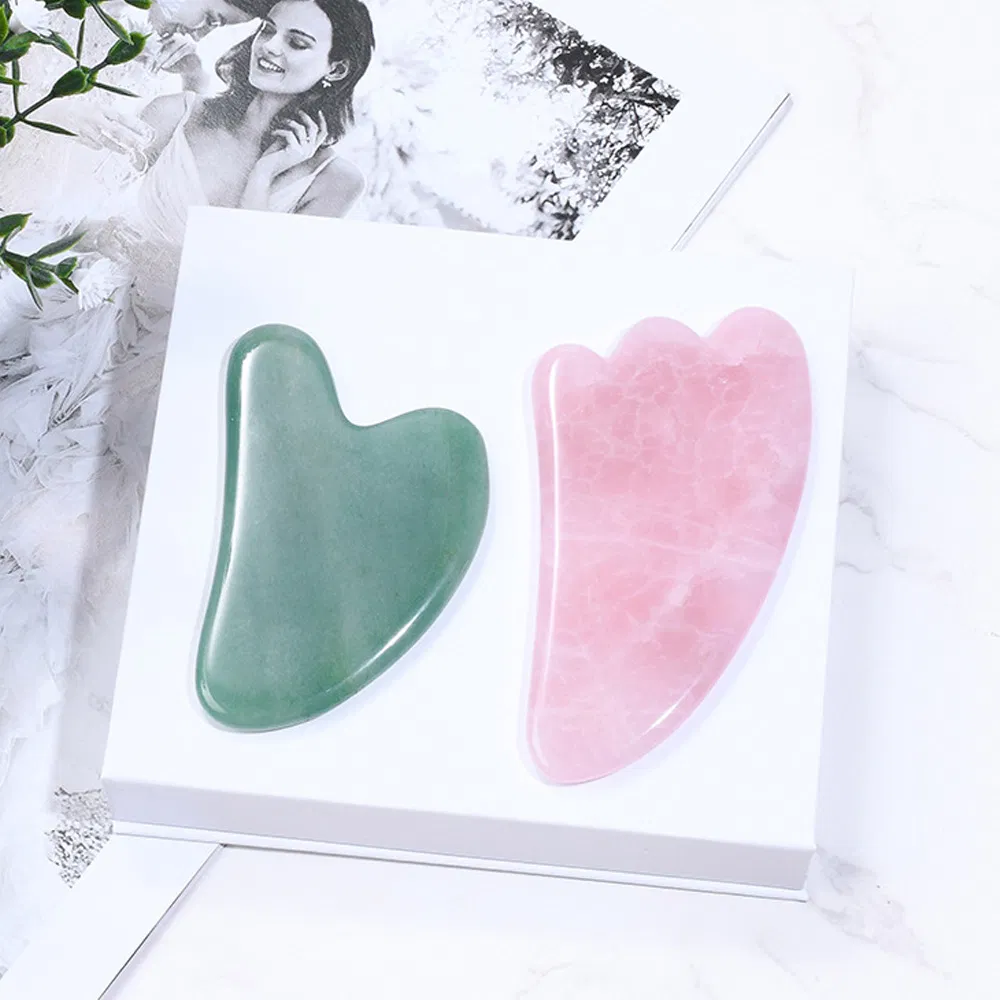 Herramienta de masaje facial de piedra Gua Sha de cerámica de jade natural, herramientas de guasha de jade para el cuidado de la piel