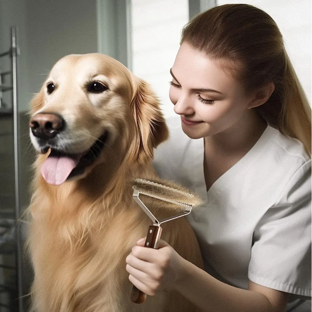 Herramientas de aseo para perros y gatos para desmatizar y desenredar rápidamente el subpelo