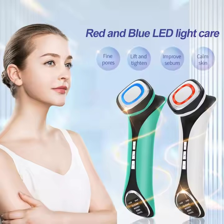 Mejores equipos de belleza para uso en casa, herramientas de masaje con terapia de luz roja para reafirmar el rostro