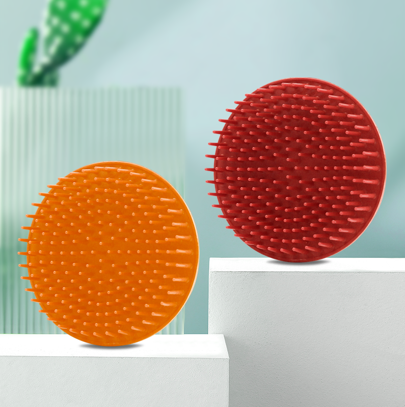 Cepillo de champú personalizado rosa, cepillo de silicona suave para masaje del cuero cabelludo, masajeador de cabello, cepillo para lavar en la bañera para bebés